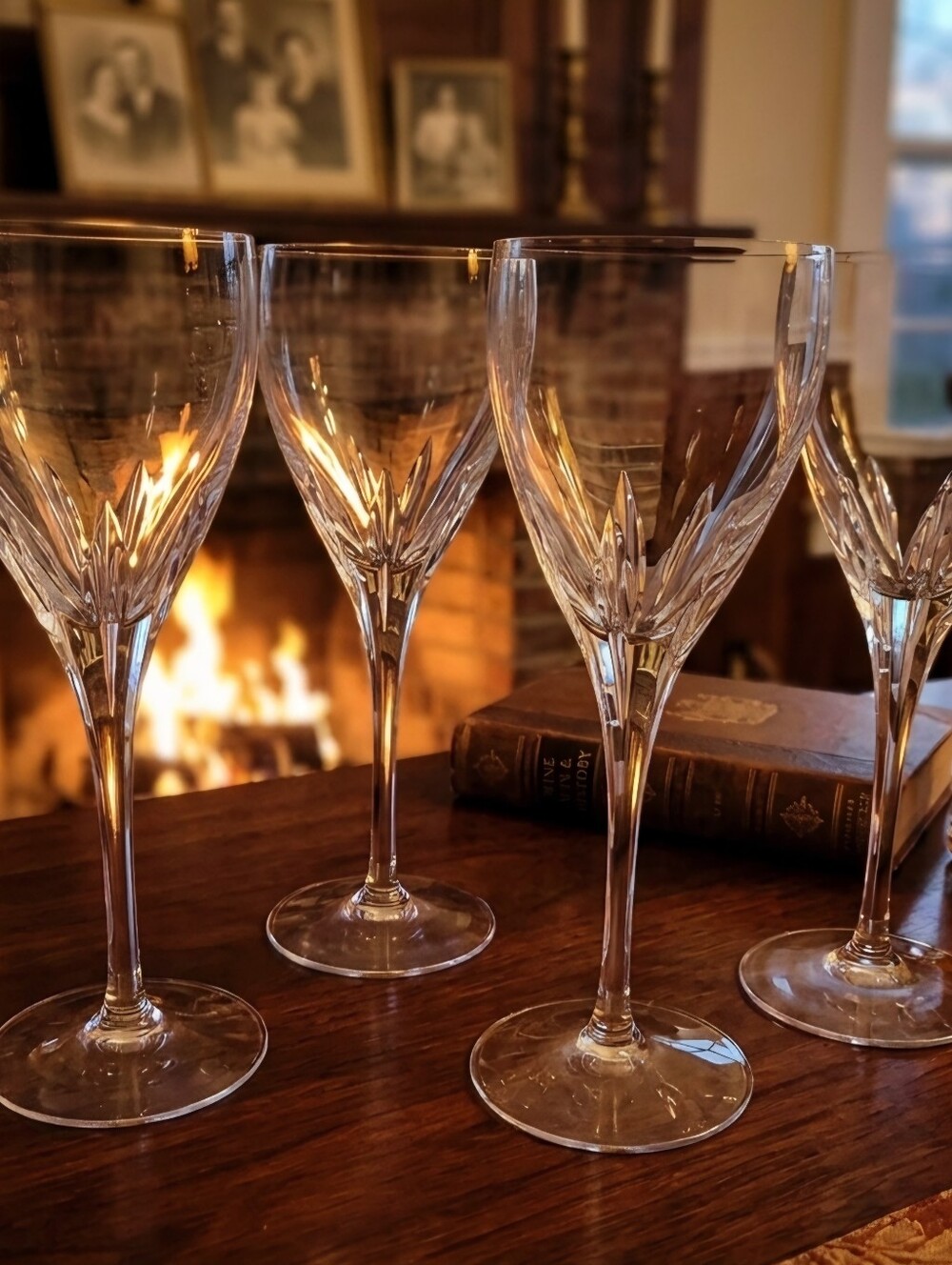 Vintage Lenox Firelight Clear Crystal Wine Glasses - Set of 4